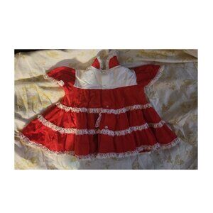 Vintage little moments red & white lace baby dress